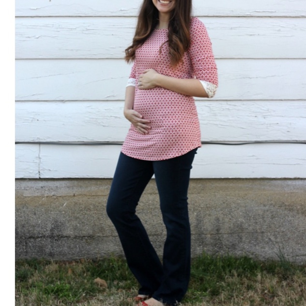 Maternity Lace Sleeve Detail Knit Top